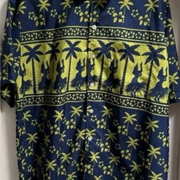 Ocean Pacific Men’s Hawaiian Button Up Shirt Hula Dancers Beach Surfer Large - Picture 8 of 11
